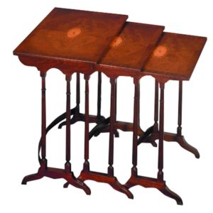 Bespoke Fan Inlay Nest of Three Tables Mahogany