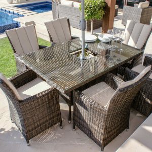 LA 6 Seater Rectangular Dining Set with Ice Bucket