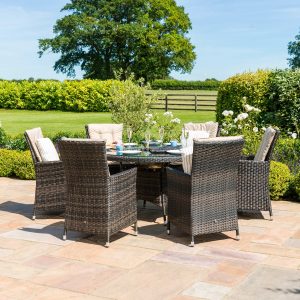 LA 6 Seater Round Dining Set with Ice Bucket & Lazy Susan