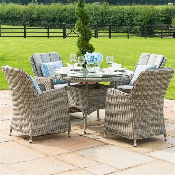 Oxford Venice 4 Seater Round Dining Set