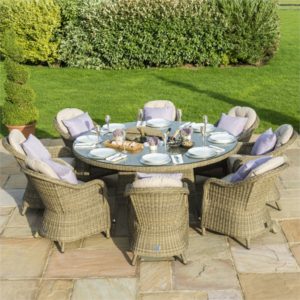 Oxford Heritage 8 Seater Round Dining Set with Ice Bucket & Lazy Susan