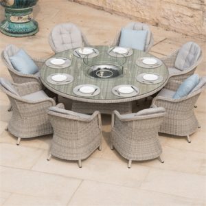 Oxford Heritage 8 Seater Round Dining Set with Fire Pit & Lazy Susan
