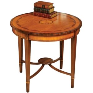 Bespoke Round Inlaid Console Table Satinwood