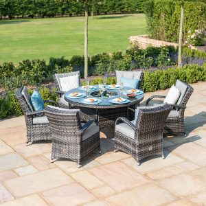 Texas 6 Seater Round Dining Set with Ice Bucket & Lazy Susan