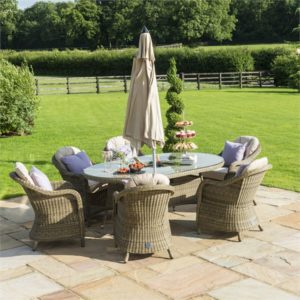 Winchester Heritage 6 Seater Oval Dining Set with Ice Bucket & Lazy Susan