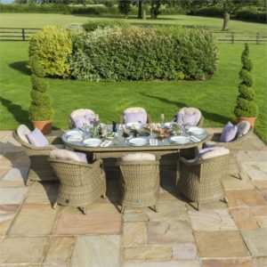 Winchester Heritage 8 Seater Oval Dining Set with Ice Bucket & Lazy Susan