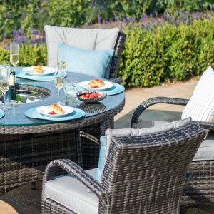 Texas 8 Seater Round Dining Set with Ice Bucket & Lazy Susan