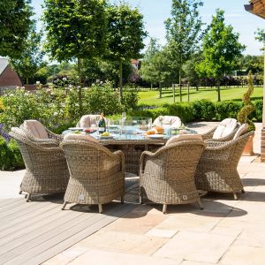 Winchester Heritage 8 Seater Round Dining Set with Fire Pit & Lazy Susan