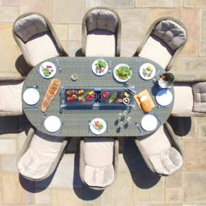 Winchester Heritage 8 Seater Oval Dining Set with Fire Pit Table