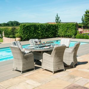 Oxford Venice 6 Seater Oval Dining Set with Fire Pit