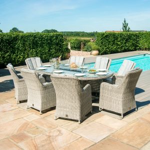 Oxford Venice 8 Seater Oval Dining Set with Fire Pit