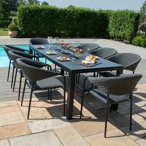 Pebble Rectangular 8 Seater Dining Set with Fire Pit
