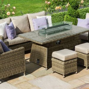 Winchester Sofa Dining Set with Rising Fire Pit Table