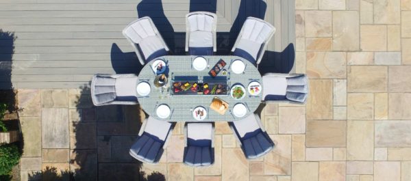 Oxford Venice 8 Seater Oval Dining Set with Fire Pit - Image 2