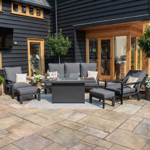 Manhattan Reclining 3 Seater Sofa Set with Fire Pit Table