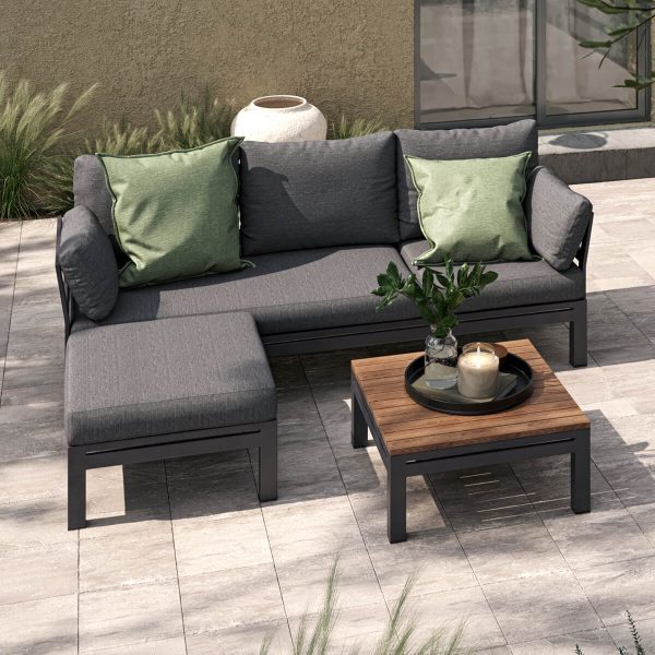 Oslo Chaise Sofa Set with Teak Coffee Table - Image 8
