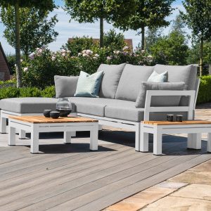 Oslo Chaise Sofa Set with Teak Coffee Table
