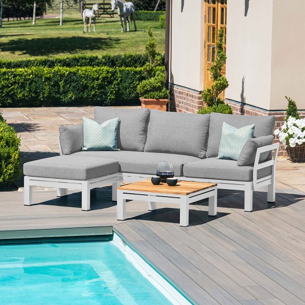 Oslo Chaise Sofa Set with Teak Coffee Table - Image 2