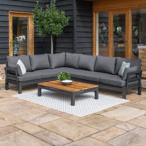 Oslo Corner Group with Teak Coffee Table