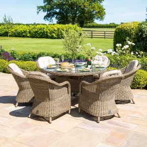 Winchester Heritage 6 Seater Round Dining Set with Fire Pit & Lazy Susan
