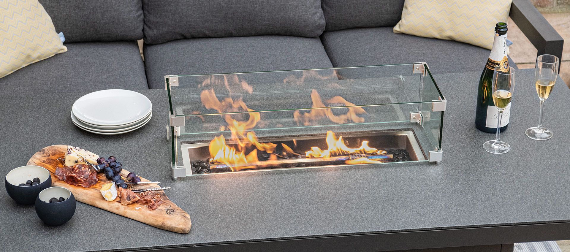 Manhattan Reclining Corner Dining Set with Fire Pit Table - Image 4