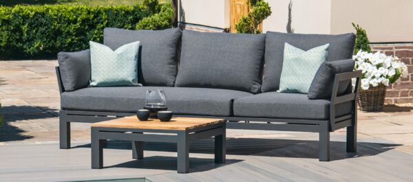 Oslo Chaise Sofa Set with Teak Coffee Table - Image 6