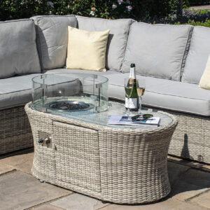 Oxford Small Corner Sofa Set with Fire Pit Coffee Table